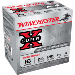 WINCHESTER Ammo X16h4 Super-x High Brass 16 Gauge 2.75 1 1/8 Oz 4 Shot 25 Bx/ 10 Cs