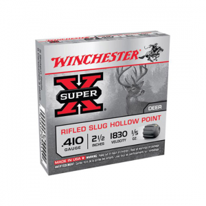 Winchester Ammo Super-X 410 Gauge 2.5, 1/5oz Rifled Slug Hollow Point, 15rd Box