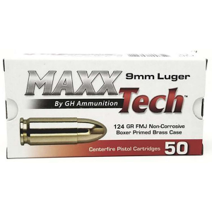 MAXXTECH Brass 9mm 124gr Fmj 50bx