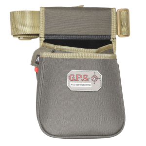 G*Outdoors GPS-960CSPRK Contoured Double Shotshell Pouch  with Web Belt Rifle Green w/Khaki Trim