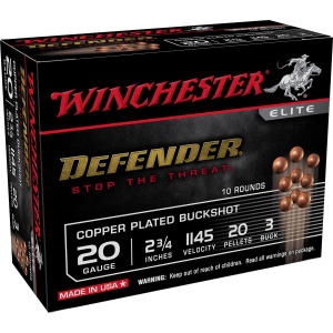 WINCHESTER DEFENDER AMO 20GA 23/4 #3 BUCK 20 PELLET CP 10RD (10 BOX CASE)