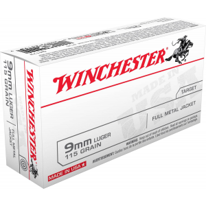 Winchester Ammo Q4172 USA  9mm Luger 115 gr Full Metal Jacket (FMJ) 50 Bx/ 10 Cs