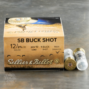 Sellier & Bellot SB12BSF Shotgun  12 Gauge 2.75 12 Pellets 1 Buck Shot 25 Bx/ 10 Cs