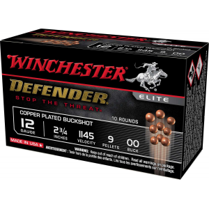 WINCHESTER DEFENDER AMO 12GA 23/4 00 BUCK 9 PELLET CP 10RD (10 BOX CASE)