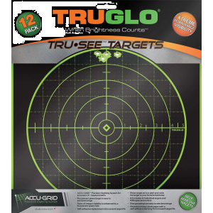 Truglo TG10A12 Tru-See  Self-Adhesive Paper 12 x 12 Bullseye Black Target Paper w/Green Accents 12 Per Pack
