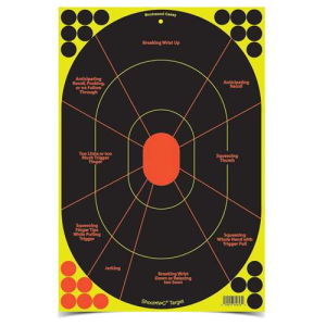 Birchwood Casey 34655 Shoot-N-C Handgun Trainer Self-Adhesive Paper 12 x 18 Silhouette Yellow Target Paper w/Black Target & Red Accents 5 Per Pack