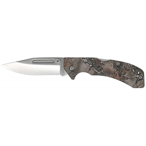 Accusharp 713C Lockback 3 Folding Plain Stainless Steel Blade Camo Handle