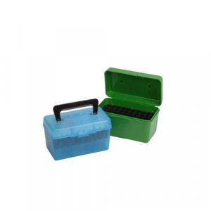 MTM CASE GARD DLX W/HANDL BOX CARTRIDG MD RIFL 50RD CLR BLUE