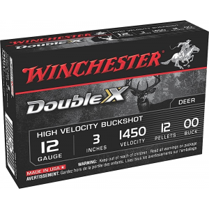 Winchester Ammo SB12300 Double X High Velocity 12 Gauge 3 12 Pellets 00 Buck Shot 5 Bx/ 50 Cs