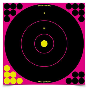Birchwood Casey 34027 Shoot-N-C  Self-Adhesive Paper 12 Bullseye Pink Target Paper w/Black Target 5 Per Pack