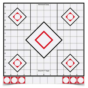 Birchwood Casey 34219 Shoot-N-C Sight-In Self-Adhesive Adhesive Paper 12 5-Diamond White Target Paper w/Black & Red Accents 5 Per Pack