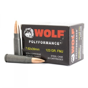 WOLF Performance 7.62x39 Ammunition 20 Rounds 123 Grain Bi-metal Fmj Steel Case 2362 Fps