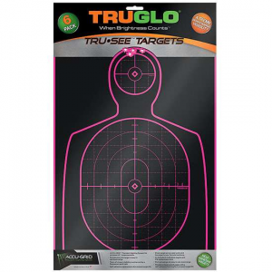 Truglo TG13P6 Tru-See  Self-Adhesive Paper 12 x 18 Silhouette Black Target Paper w/Black Target & Pink Accents 6 Per Pack