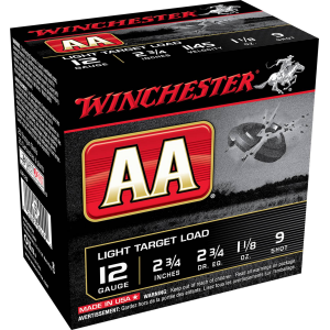 WINCHESTER Ammo Aa129 Aa Light Target Load 12 Gauge 2.75 1 1/8 Oz 9 Shot Shotgun Ammunition 25rd Box