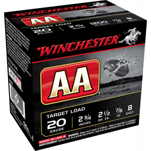 WINCHESTER Ammo Aa208 Aa Target 20 Gauge 2.75 7/8 Oz 8 Shot 25 Bx/ 10 Cs