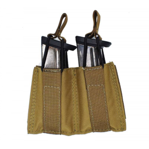 TACSHIELD (MILITARY PROD) T3607CY Speed Load Double Pistol Mag Pouch Coyote 1000D Nylon