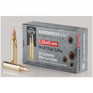 PPU Pprm5561 Rangemaster 5.56x45mm Nato 55 Gr Full Metal Jacket Boat Tail (fmjbt) 20 Bx/ 50 Cs