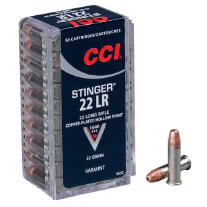 CCI 0050 Varmint Stinger 22 Lr 32 Gr Copper Plated Hollow Point (cphp) 50 Bx/ 100 Cs