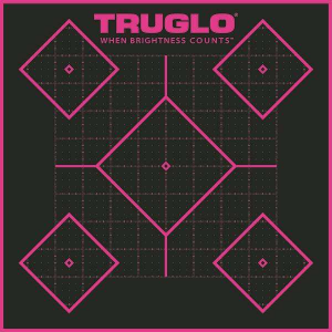 Truglo TG14P6 Tru-See  Self-Adhesive Paper 12 x 12 5-Diamond Black Target Paper w/Black Target & Pink Accents 6 Per Pack