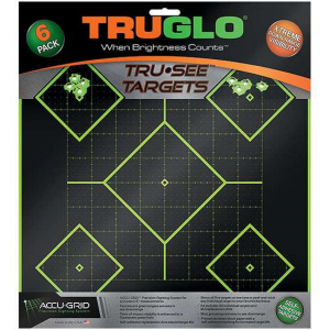 Truglo TG14A6 Tru-See  Self-Adhesive Paper 12 x 12 5-Diamond Black Target Paper w/Green Accents 6 Per Pack