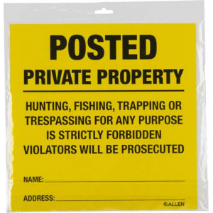 ALLEN 15824 POSTED NO TRESPASSING SIGN 12 PK