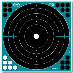 Girls With Guns 15279 Splash  Self-Adhesive Paper 12 x 12 Bullseye Black Target w/Turquoise Background 5 Per Pack