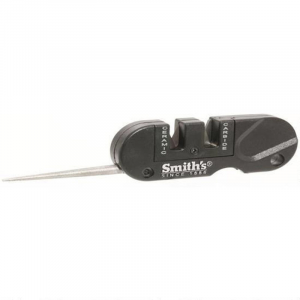 Smiths Products PP1 Pocket Pal Knife Sharpener Fine, Coarse Carbide, Ceramic Sharpener Plastic Handle Gray