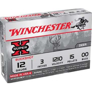 Winchester Ammo XB12300 Super-X  12 Gauge 3 Lead 15 Pellets 00 Buck Shot 5 Bx/ 50 Cs