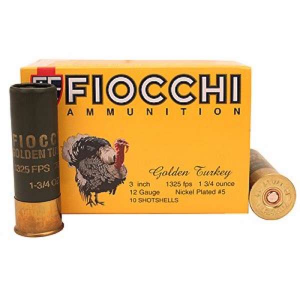 FIOCCHI Golden Turkey Amo 12ga 3 In 1 3/4 Oz #5 1325fps 10-rd ( 10 Boxes Per Case )