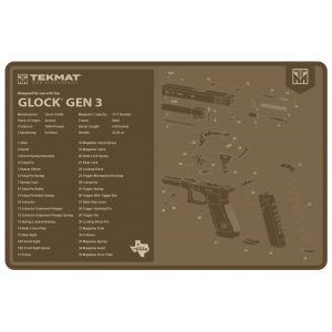 TekMat TEKR17GLOCKG3FDE Glock Gen 3 Cleaning Mat Flat Dark Earth Rubber 11x17 Glock Gen 3 Parts Diagram