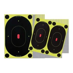 Birchwood Casey 34710 Shoot-N-C  Self-Adhesive Paper 7 Silhouette Yellow Target Paper w/Black Target & Red Accents 6 Per Pack
