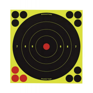 Birchwood Casey 34805 Shoot-N-C  Self-Adhesive Paper 8 Bullseye Yellow Target Paper w/Black Target & Red Accents 6 Per Pack