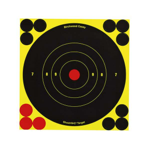 Birchwood Casey 34512 Shoot-N-C  Self-Adhesive Paper 6 Bullseye Yellow Target Paper w/Black Target & Red Accents 12 Per Pack