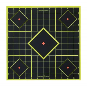 Birchwood Casey 34105 Shoot-N-C  Self-Adhesive Paper 8 5-Diamond Yellow Target Paper w/Black Target & Red Accents 6 Per Pack