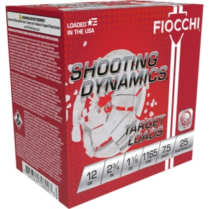 FIOCCHI 12sd18l75 Shooting Dynamics Target Load 12 Gauge 2.75 1 1/8 Oz 7.5 Shot 25 Bx/ 10 Cs