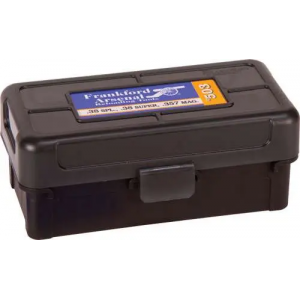 F/A AMMO BOX .38S&W/SPC/.357MG 50 RNDS BLACK/SMOKE HINGE TOP