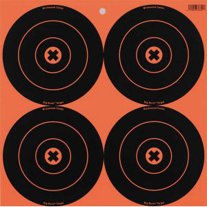 Birchwood Casey 36612 Big Burst  Self-Adhesive Paper 6 Bullseye Orange Target Sheet w/Black Targets 12 Per Pack