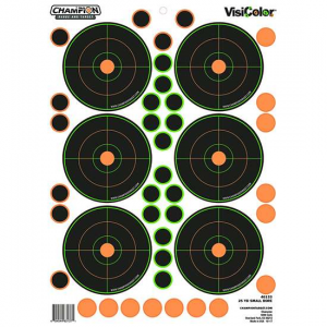 Champion Targets 46133 VisiColor  Self-Adhesive Paper 8.50 x 11.50 Bullseye 5 Per Pack w/90 Pasters for Small Bore @ 25 yds