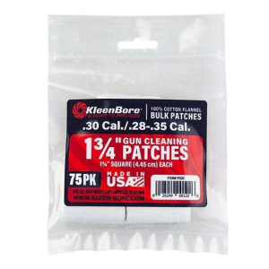 Kleen-Bore P202 Super Shooter Cleaning Patches 28-35 Cal 1 3/4 Square Cotton 75 Per Bag