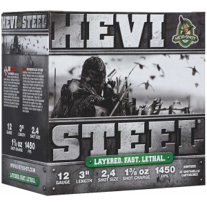 HEVI-Shot HS60024 HEVI-Steel Waterfowl 12Gauge 3 1 3/8oz 2/4Shot 25 Per Box/10 Case