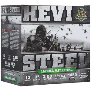 HEVI-Shot HS60288 HEVI-Steel Waterfowl 12Gauge 3 1 3/8oz 2/BBShot 25 Per Box/10 Case