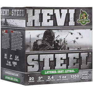 HEVI-Shot HS62024 HEVI-Steel Waterfowl 20Gauge 3 1oz 2/4Shot 25 Per Box/10 Case