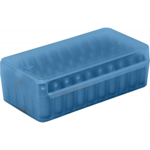 MTM P50SS9M24 Side-Slide Ammo Box Pistol 9mm,30 Luger,32 S&W,380 ACP,9mm Makarov 50 Rounds Clear Blue Plastic