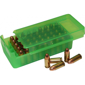 MTM P50SS4516 Side-Slide Ammo Box Pistol 45 ACP,10mm,32 NAA, 357 Sig,38 Casull,40 S&W,400 Cor-Bon 50 Rounds Clear Green Plastic
