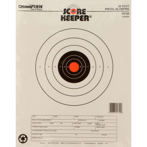 Champion Targets 45724 Scorekeeper 50ft Pistol Slowfire Bullseye Hanging Paper Target 11 x 16 12 Per Pack