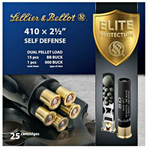 SELLIER & Bellot Sb410sda Shotgun 410 Gauge 2.5 15 Pellets 000 Buck Shot 25 Bx/ 20 Cs