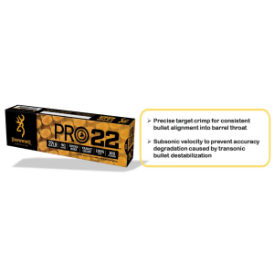 BROWNING 22 Lr 40 Gr Lead Round Nose Pro22 Rimfire Ammunition 100 Rd Box