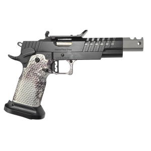 Masterpiece Arms DS9 DL Steel Challenge 9mm 5 Bull Barrel 2 Magazines Optics Ready Black and Silver Pistol
