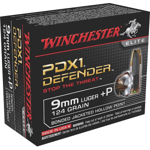 9mm Ammo - Winchester Ammo Defender Luger Bonded Jacket HP +P Winchester Defender Luger Bonded Jacket HP +P Ammo