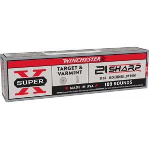WINCHESTER Ammo X21jhp Super X 21sharp 34gr Jacketed Hollow Point 100 Per Box/20 Case